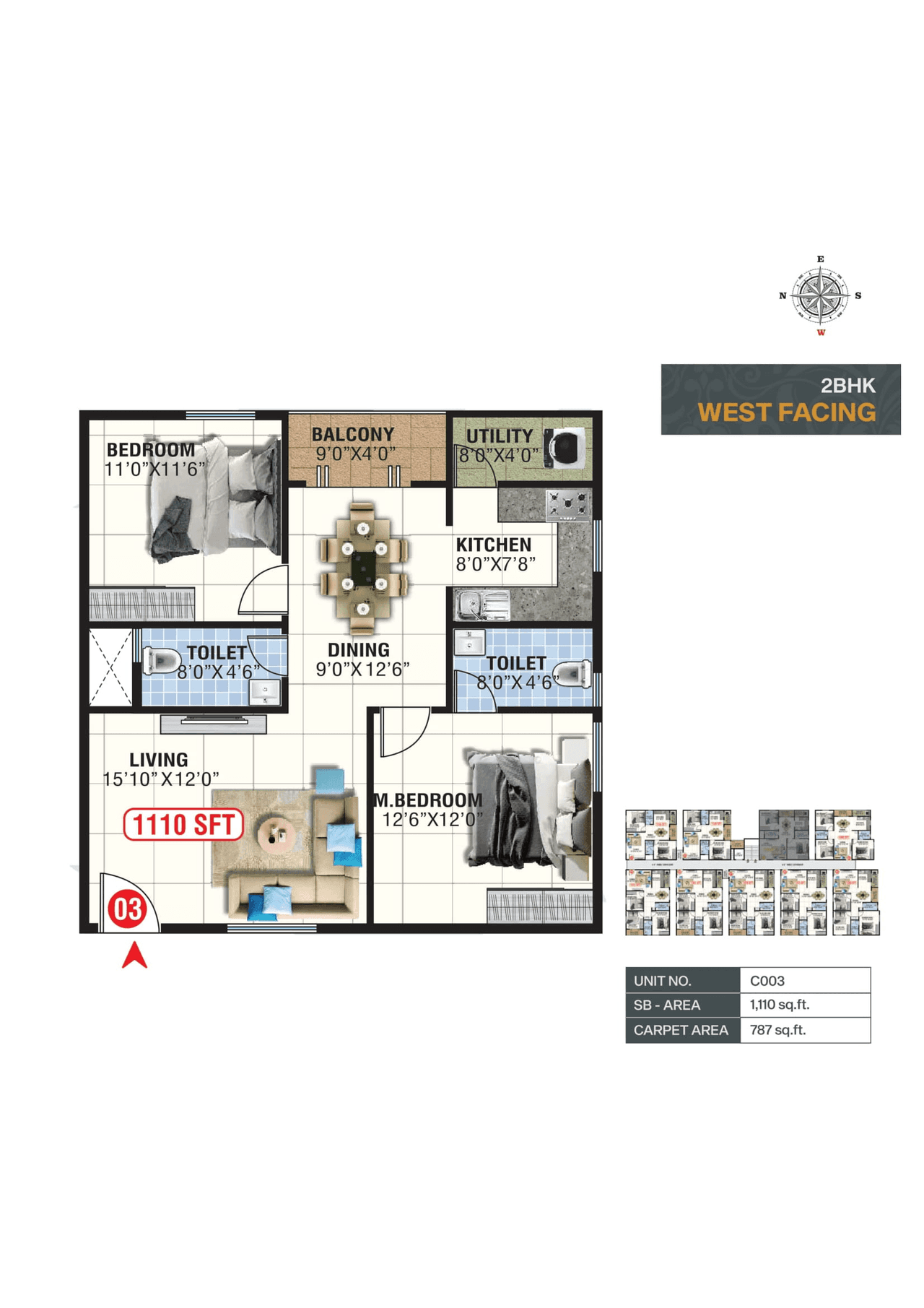 Unit plan - 799 sq.ft.