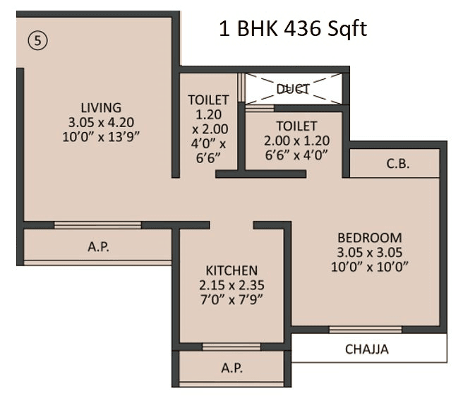 Unit plan - 436 sq.ft.