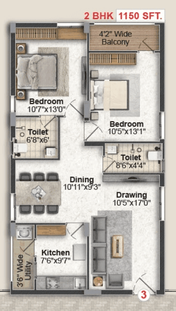 Unit plan - 920 sq.ft.