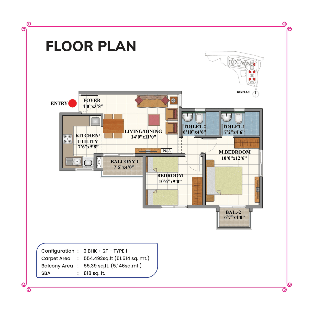 Unit plan - 609 sq.ft.