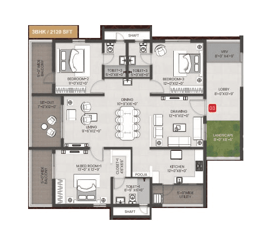 Unit plan - 1527 sq.ft.
