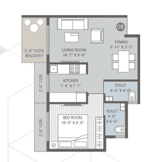 Unit plan - 497 sq.ft.