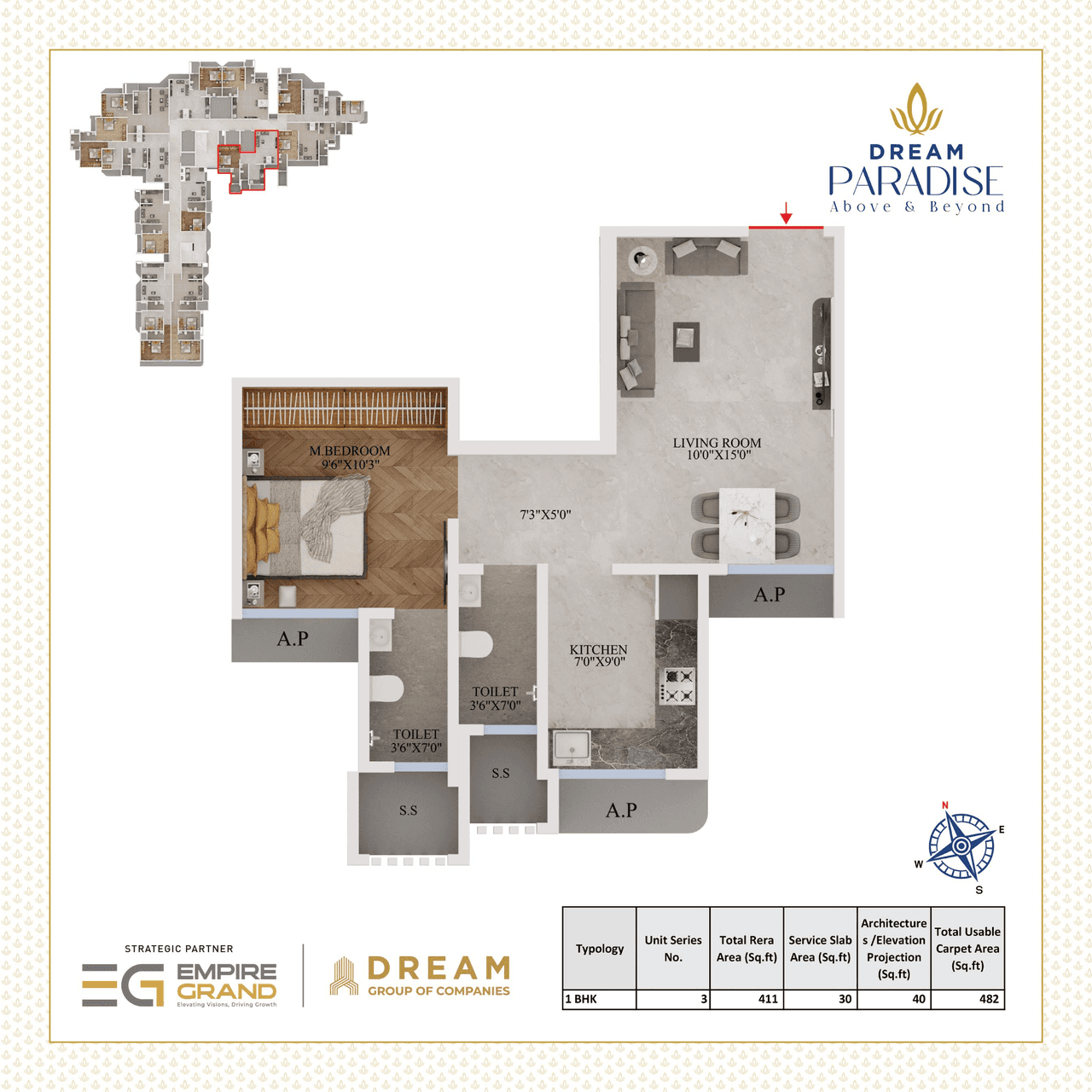 Unit plan - 482 sq.ft.