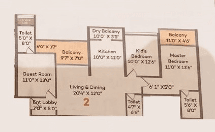 Unit plan - 1256 sq.ft.
