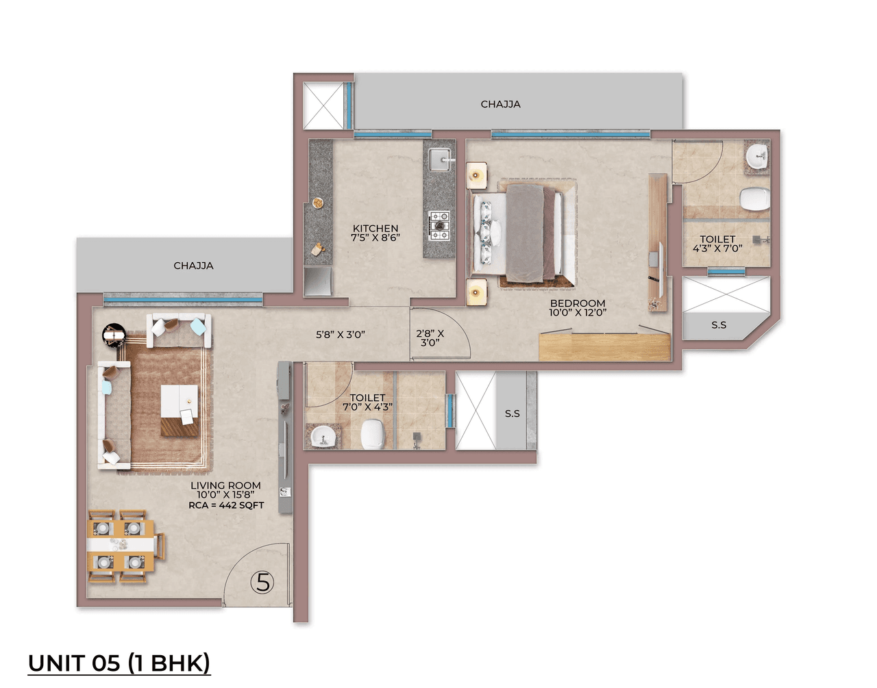 Unit plan - 442 sq.ft.