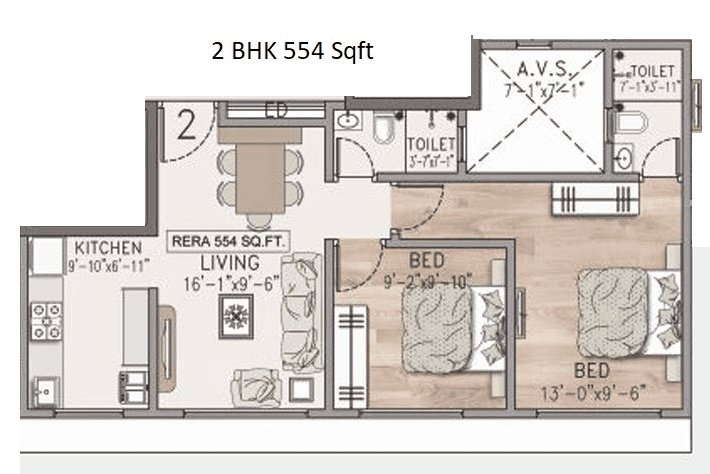 Unit plan - 554 sq.ft.