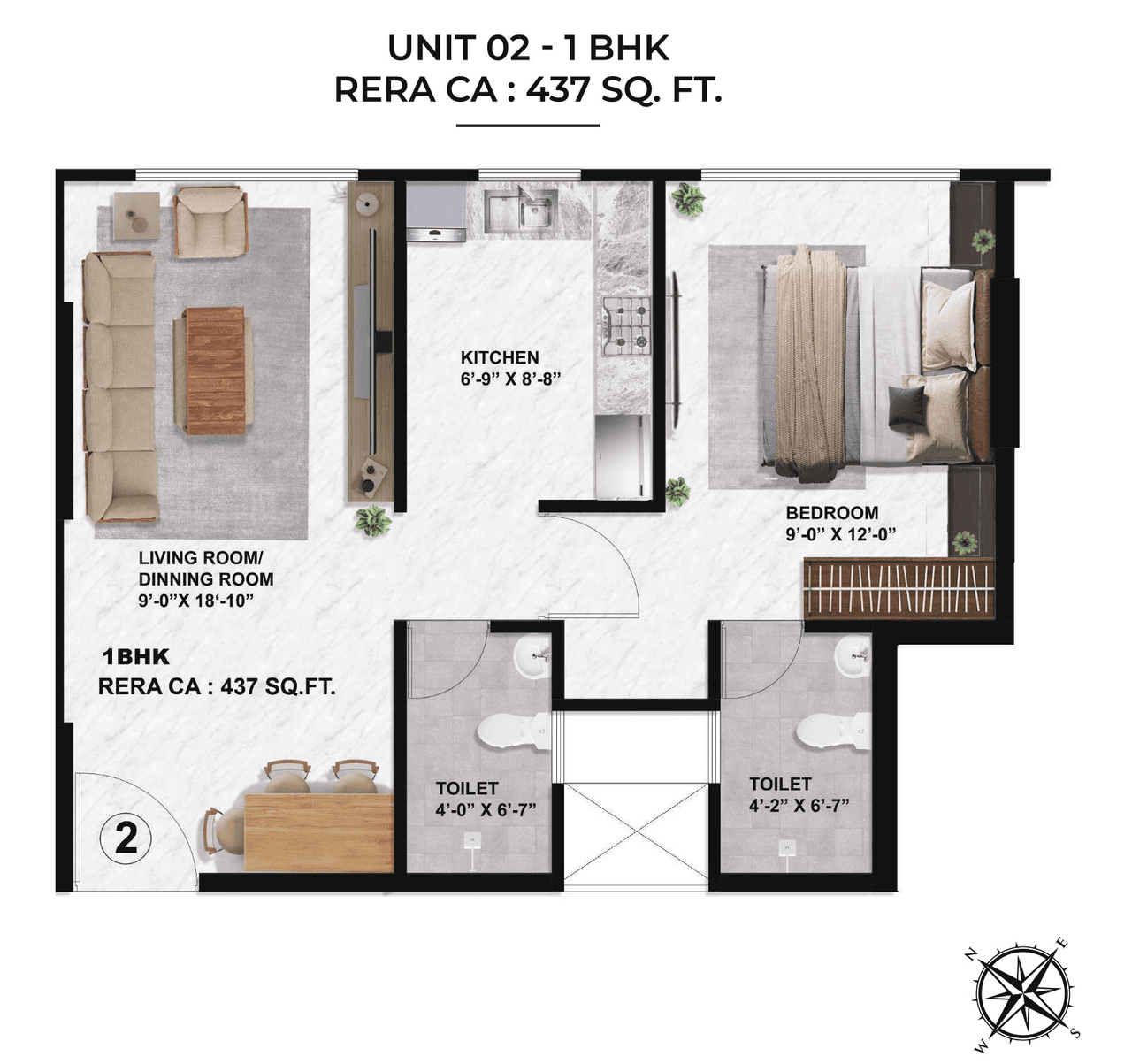 Unit plan - 437 sq.ft.