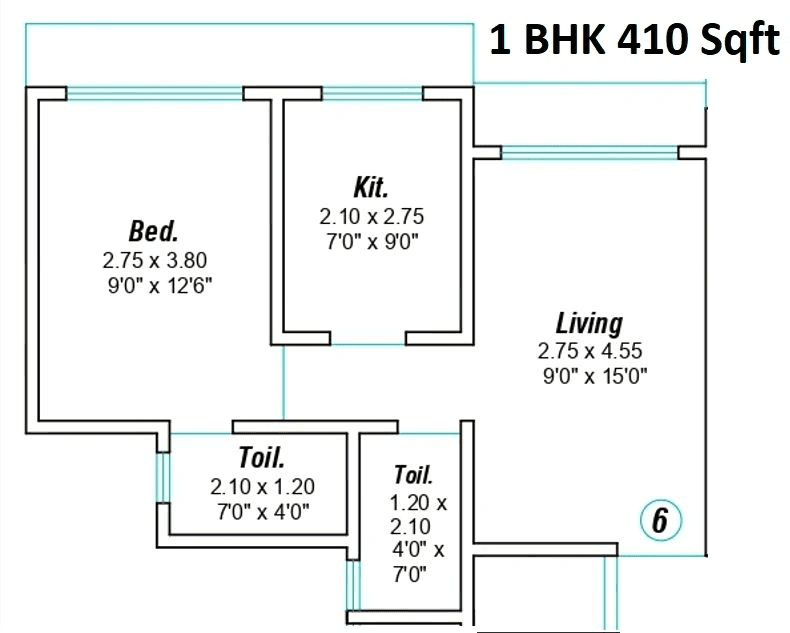 Unit plan - 410 sq.ft.