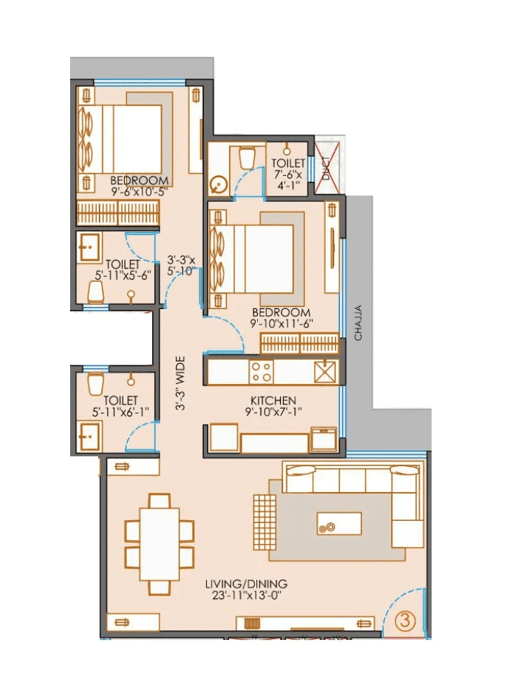 Unit plan - 815 sq.ft.