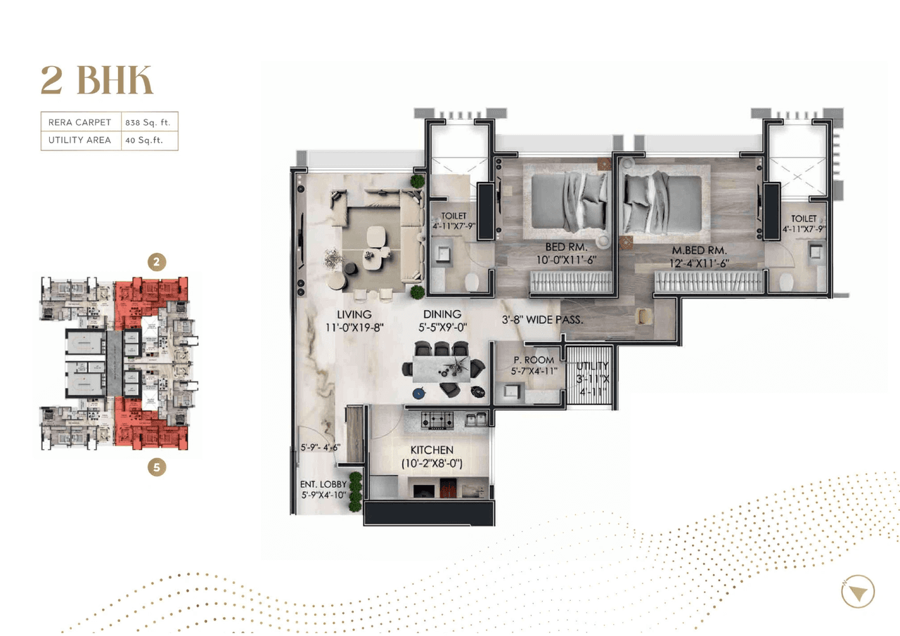 Unit plan - 878 sq.ft.