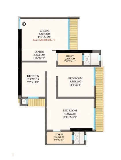 Unit plan - 660 sq.ft.