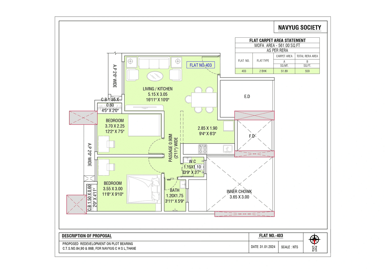Unit plan - 660 sq.ft.