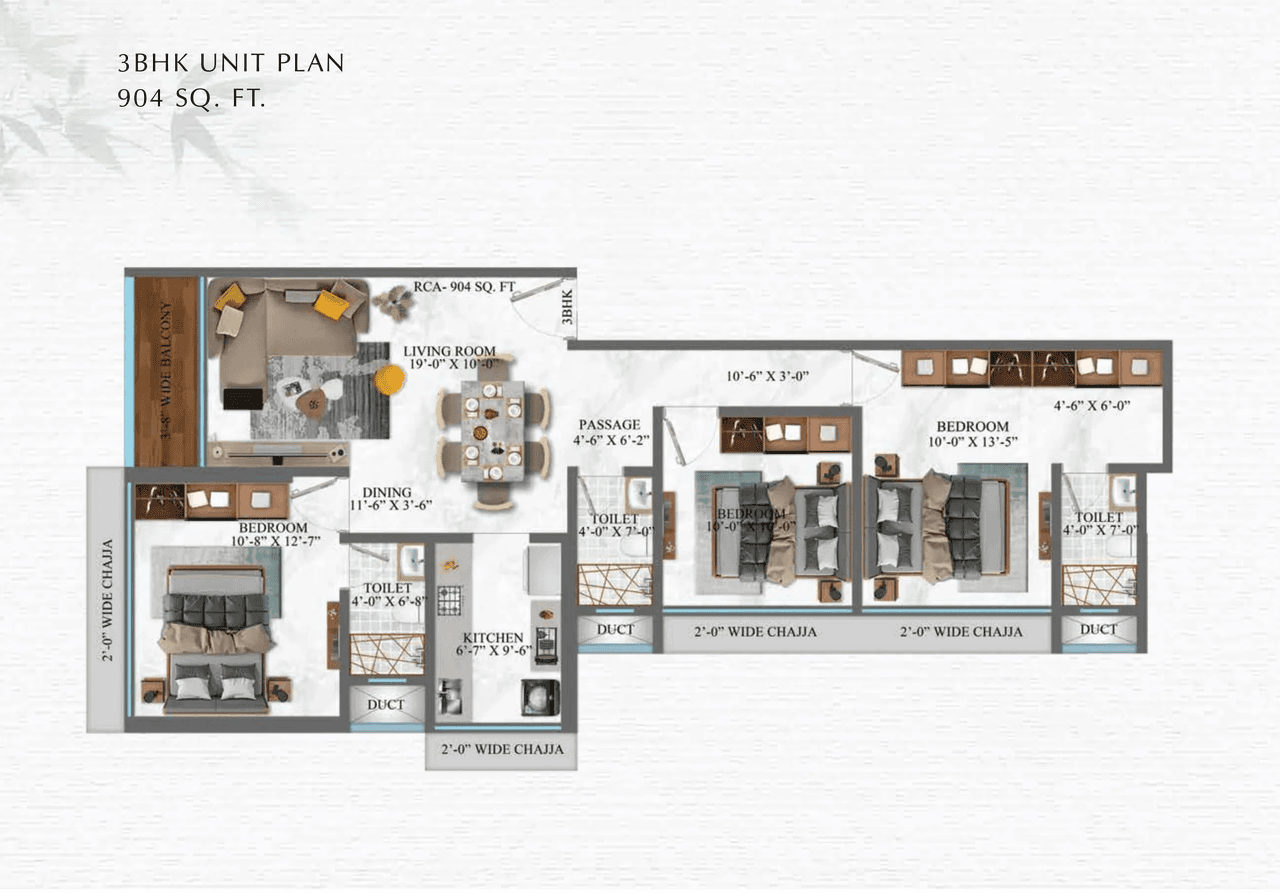 Unit plan - 904 sq.ft.