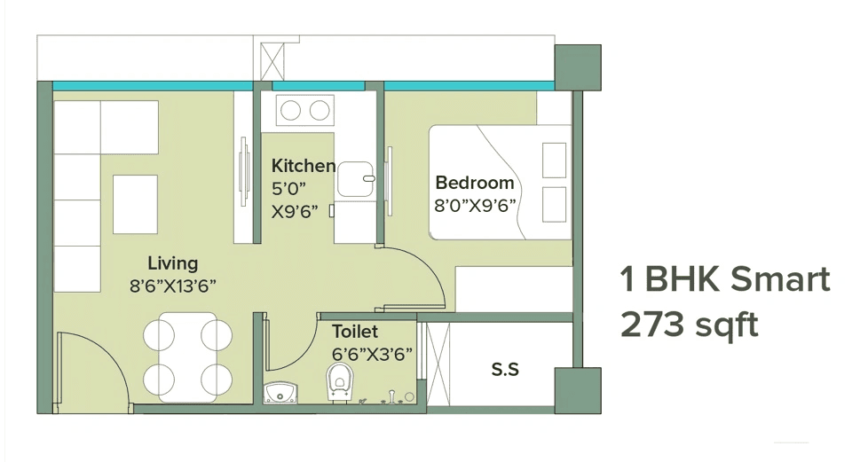 Unit plan - 273 sq.ft.