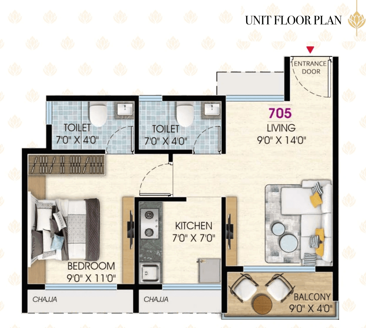 Unit plan - 426 sq.ft.