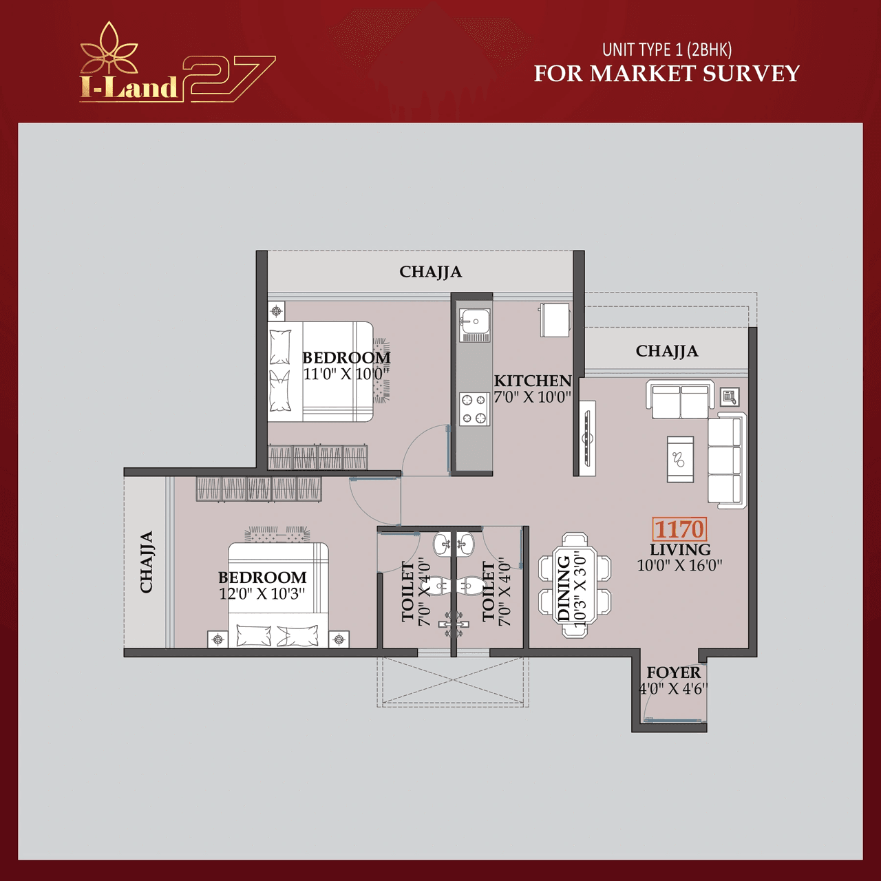 Unit plan - 663 sq.ft.