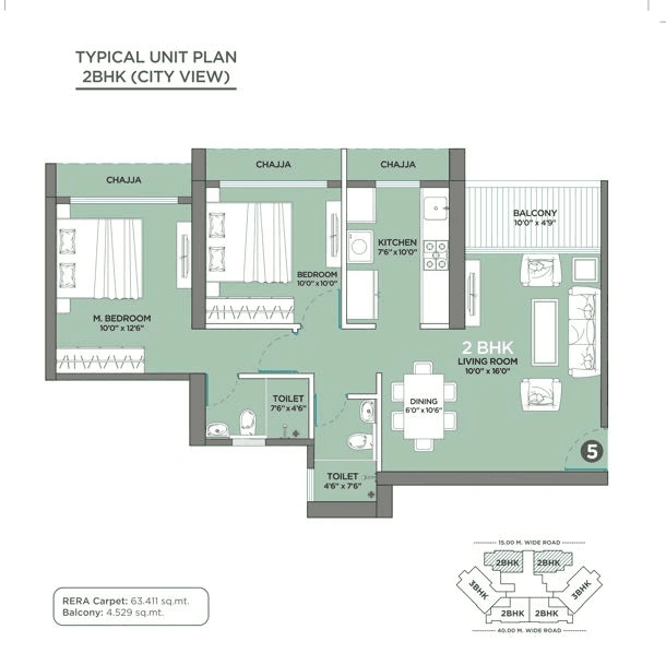 Unit plan - 731 sq.ft.