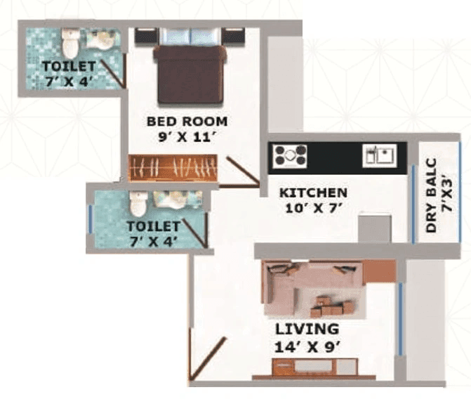 Unit plan - 450 sq.ft.