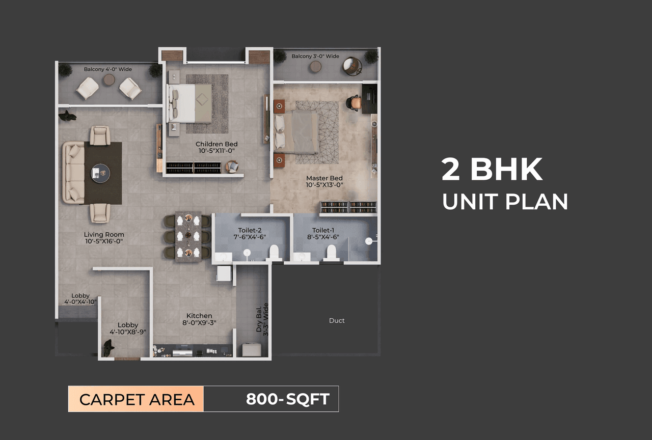 Unit plan - 800 sq.ft.