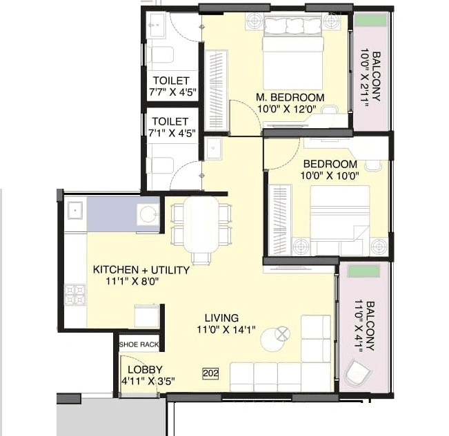 Unit plan - 732 sq.ft.
