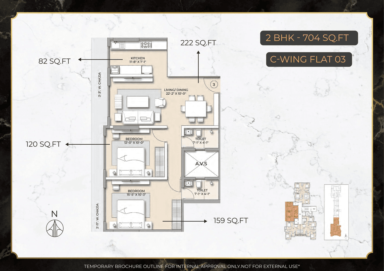 Unit plan - 704 sq.ft.
