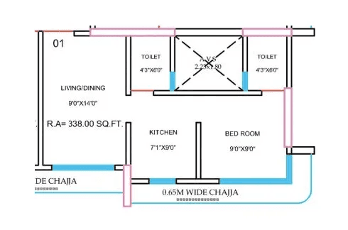 Unit plan - 338 sq.ft.