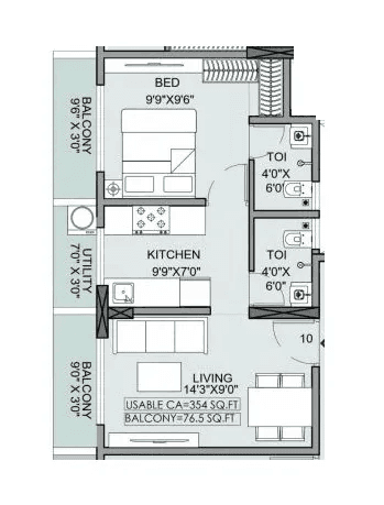 Unit plan - 431 sq.ft.