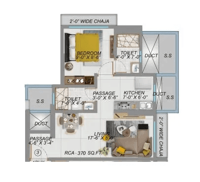 Unit plan - 370 sq.ft.