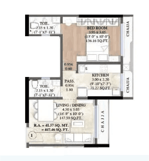 Unit plan - 447 sq.ft.