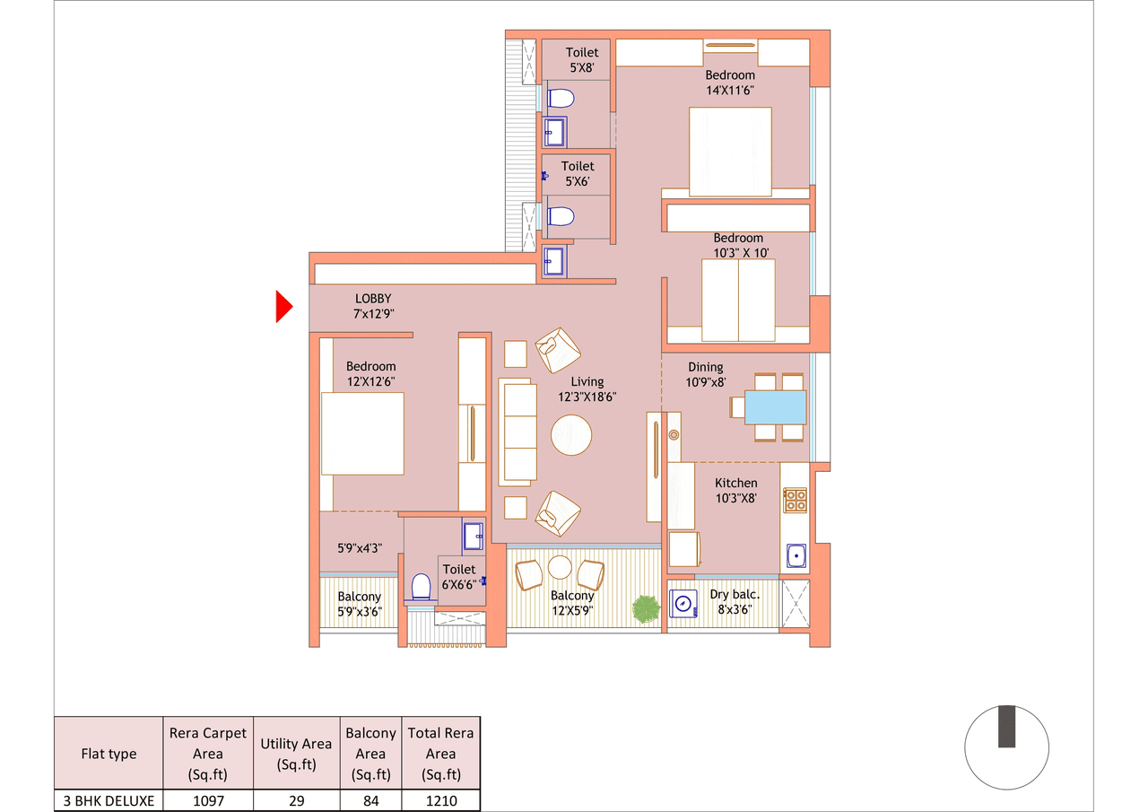 Unit plan - 1210 sq.ft.