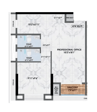 Unit plan - 474 sq.ft.