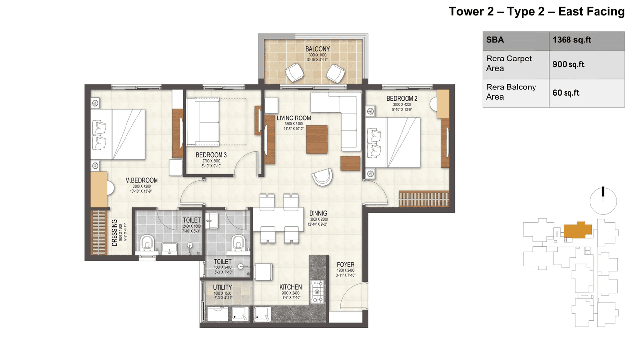 Unit plan - 957 sq.ft.