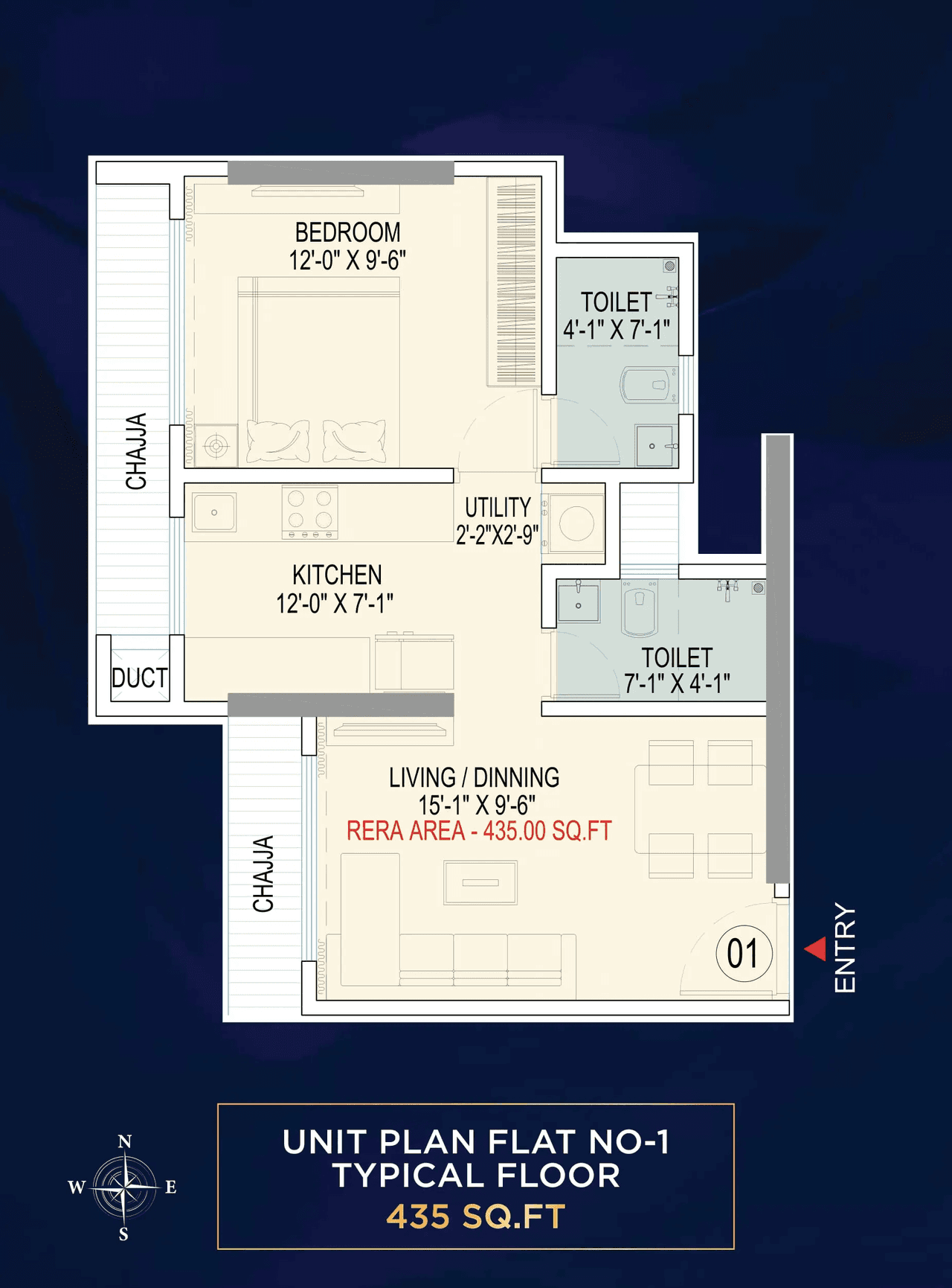 Unit plan - 435 sq.ft.