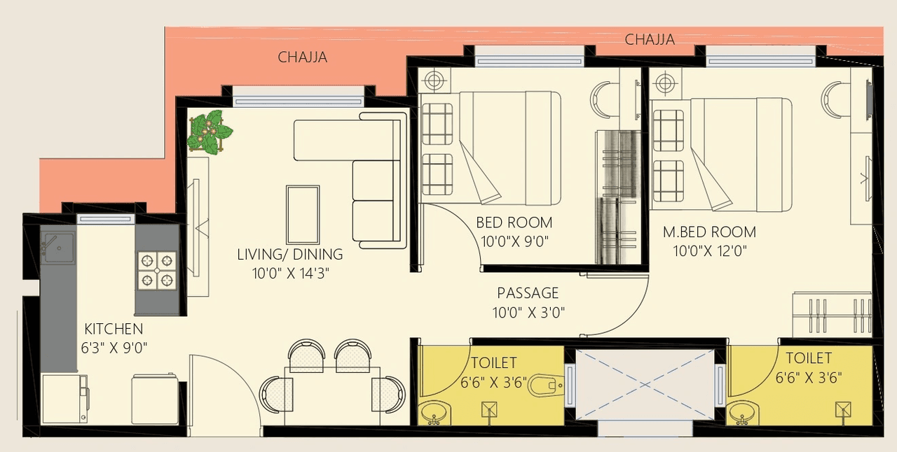 Unit plan - 507 sq.ft.