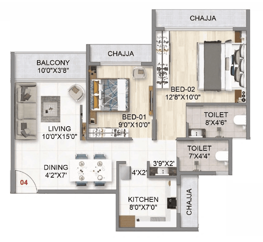 Unit plan - 647 sq.ft.