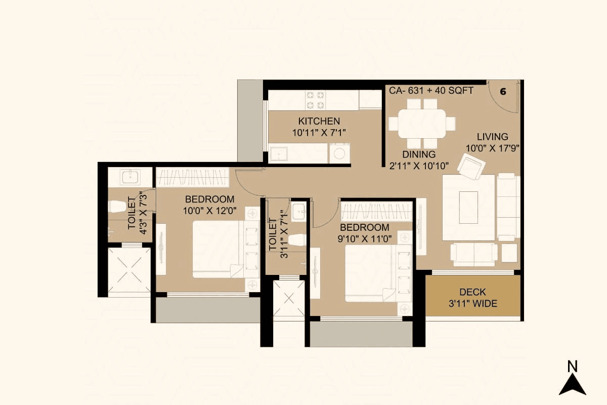 Unit plan - 671 sq.ft.