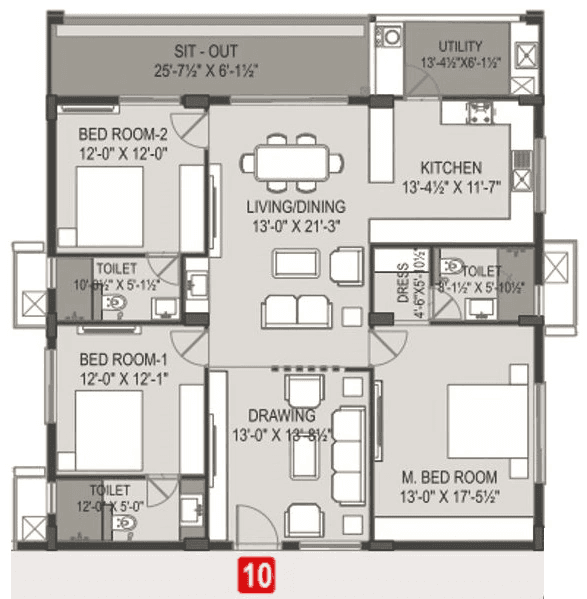 Unit plan - 1542 sq.ft.