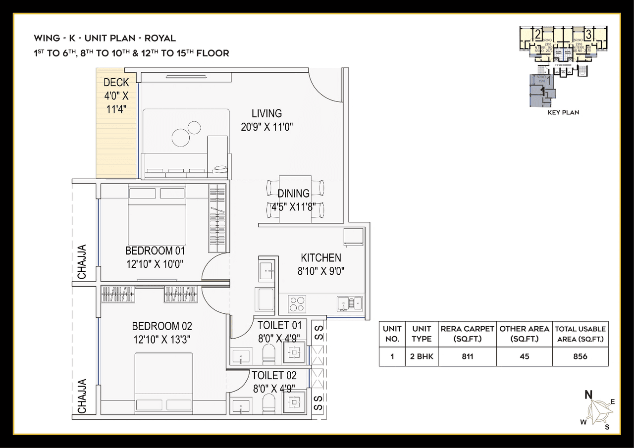 Unit plan - 856 sq.ft.