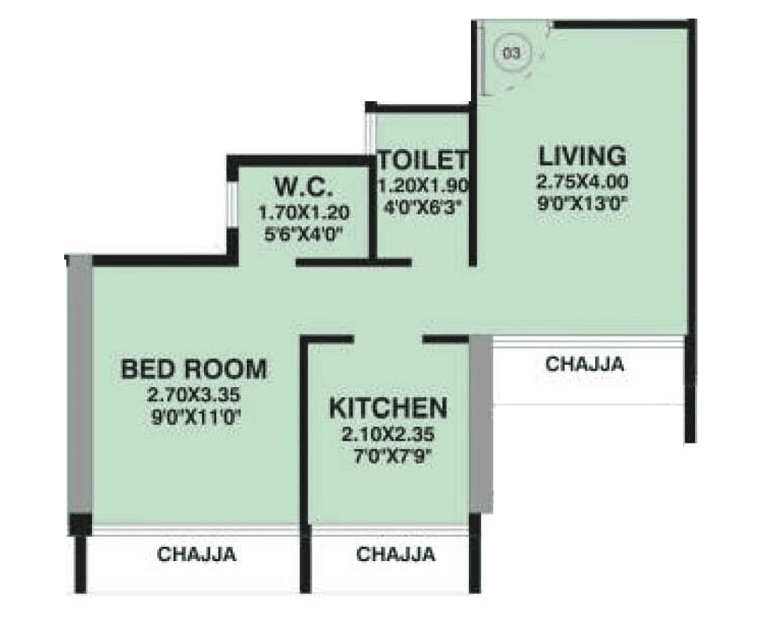 Unit plan - 376 sq.ft.