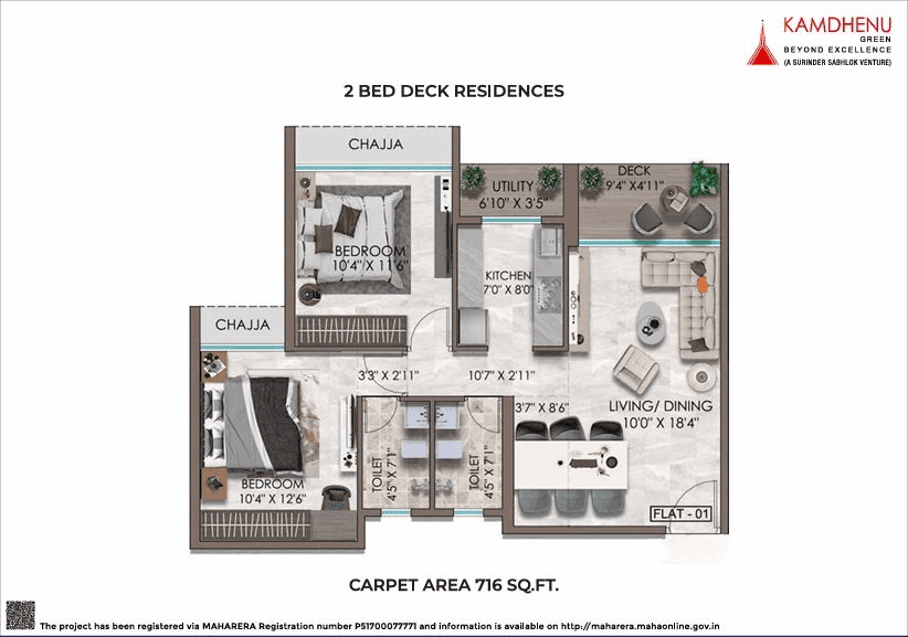 Unit plan - 716 sq.ft.