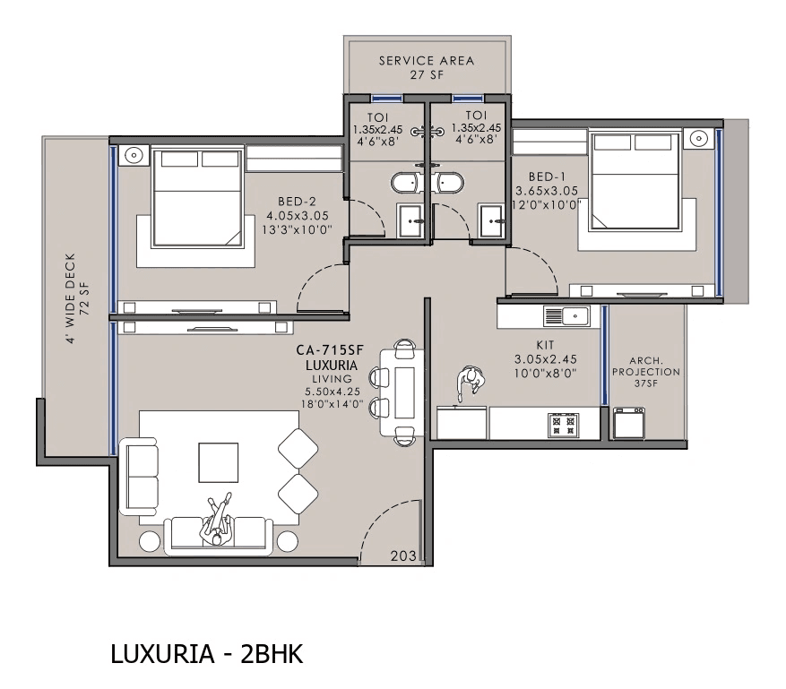 Unit plan - 850 sq.ft.