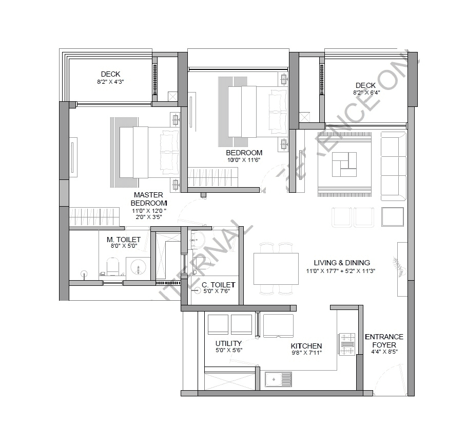 Unit plan - 868 sq.ft.