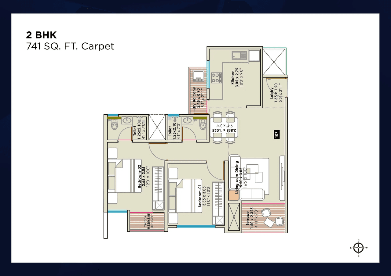Unit plan - 741 sq.ft.