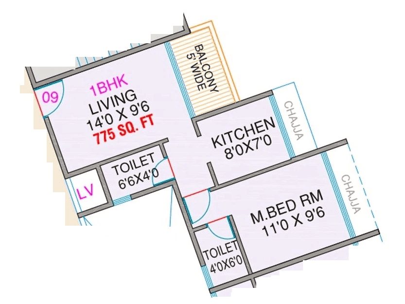 Unit plan - 465 sq.ft.