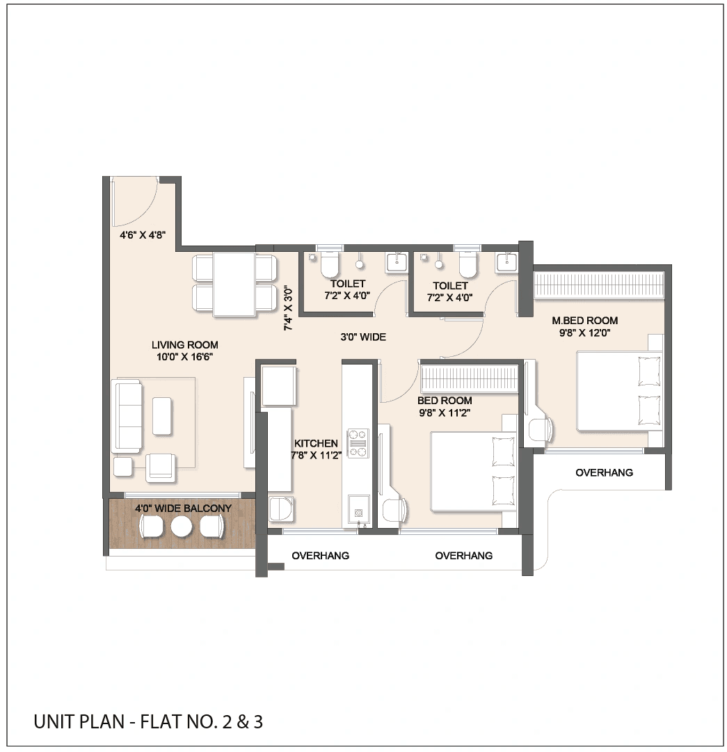 Unit plan - 682 sq.ft.