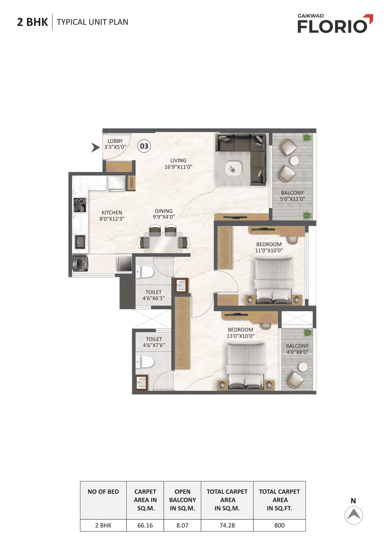 Unit plan - 800 sq.ft.