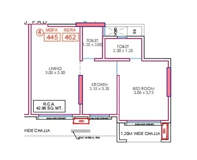 Unit plan - 462 sq.ft.
