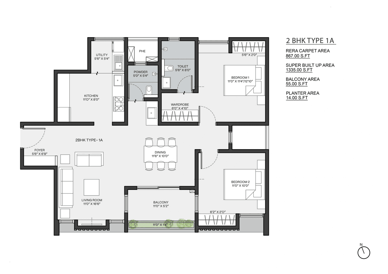 Unit plan - 867 sq.ft.
