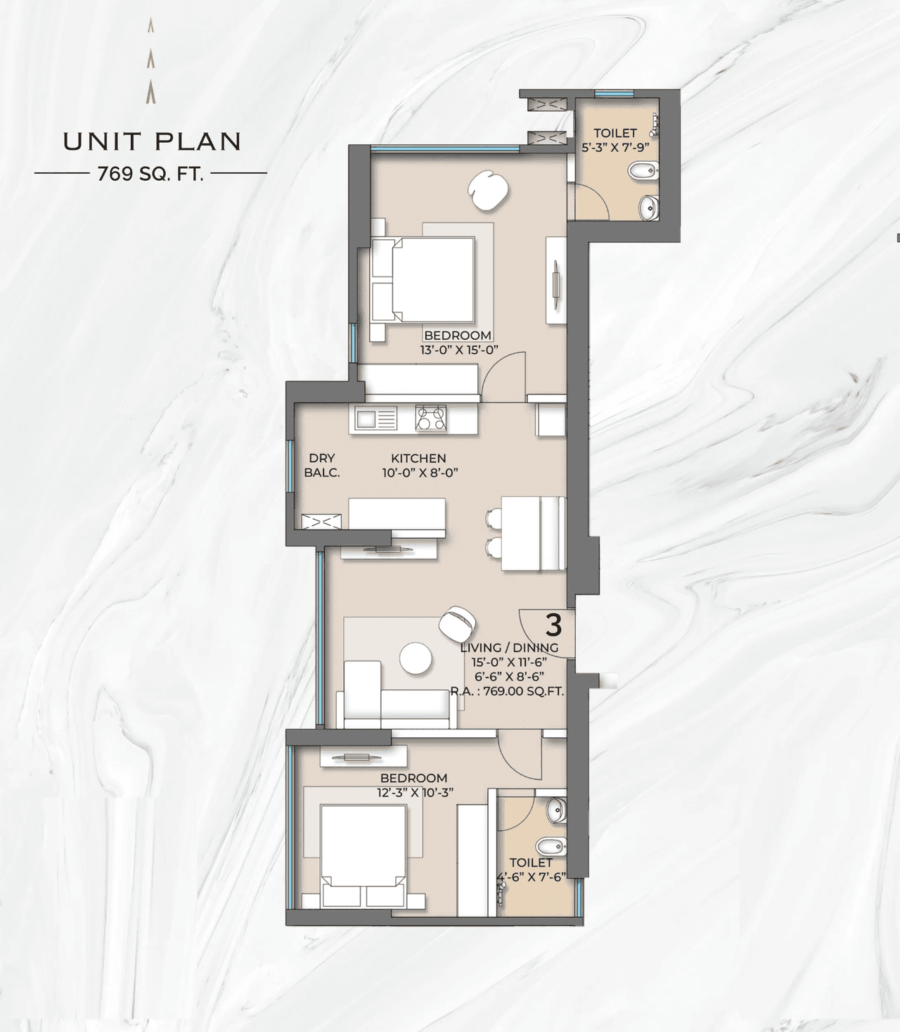 Unit plan - 769 sq.ft.