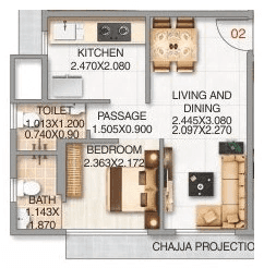 Unit plan - 414 sq.ft.